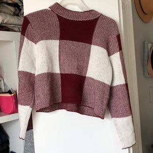 SHEIN Maroon and white cropped sweater